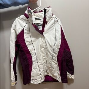 Columbia Women's Snow Jacket in White and Burgundy